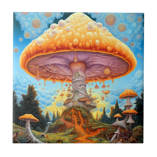 Carreau Paysage des champignons Art des Imaginaires surréa (Devant)