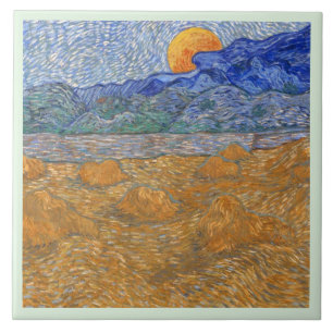 Carreau Paysage du soir avec la lune montante par Van Gogh