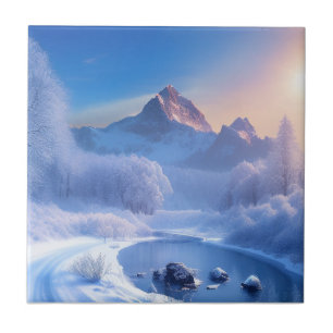 Carreau paysage hivernal enneigé