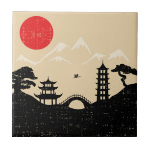 Carreau Paysage japonais - style grunge