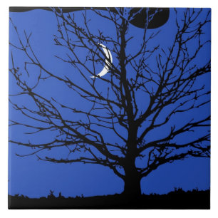 Carreau Paysage lunaire en bleu et noir de Cobalt