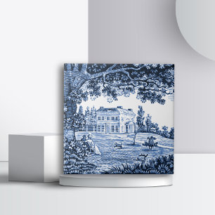 Carreau Paysage Maison victorienne bleu