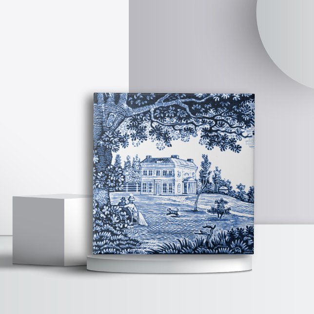 Carreau Paysage Maison victorienne bleu (Créateur téléchargé)