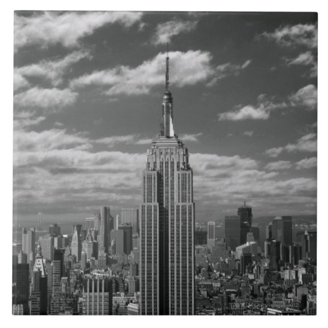 Carreau Paysage noir et blanc d'horizon de New York City (Devant)