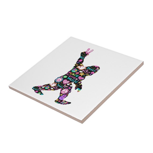 Carreau Peace Love Bigfoot Hippie Funny Bigfoot Lover (Côté)