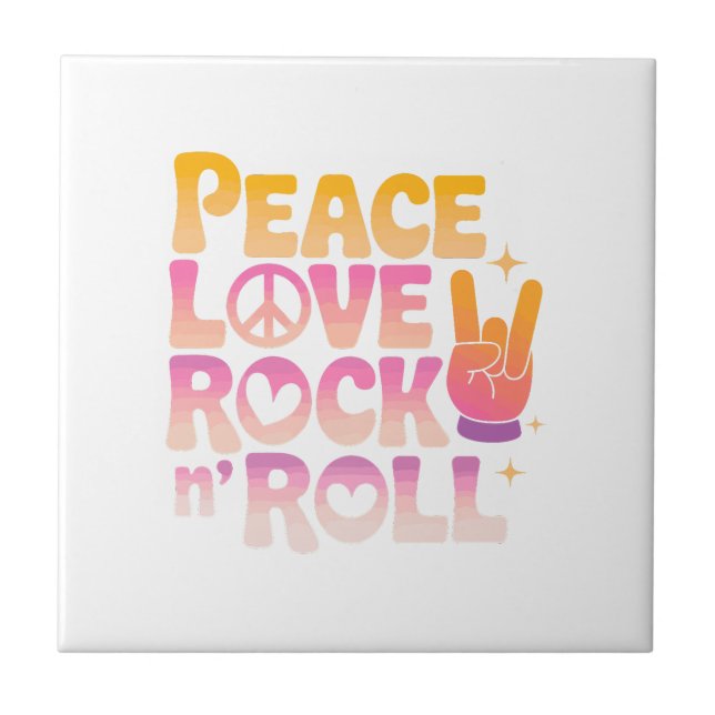 Carreau Peace Love Rock n Roll - Typographie inspirée par  (Devant)