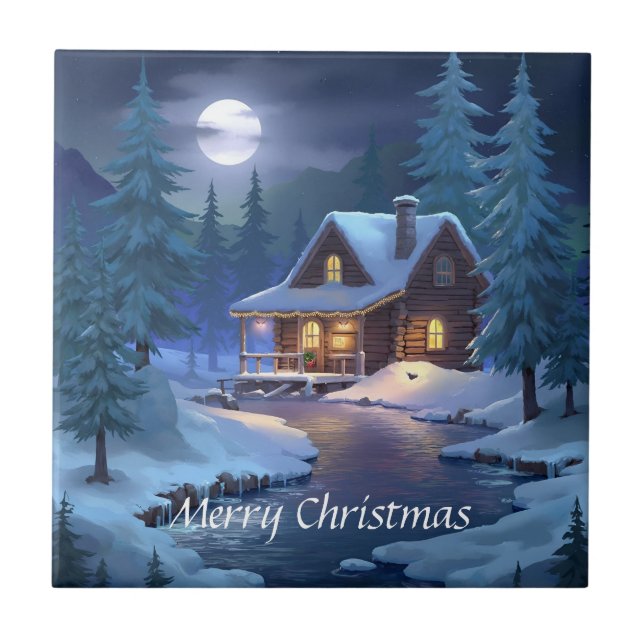 Carreau Peaceful Cabin in Winter Forest (Devant)