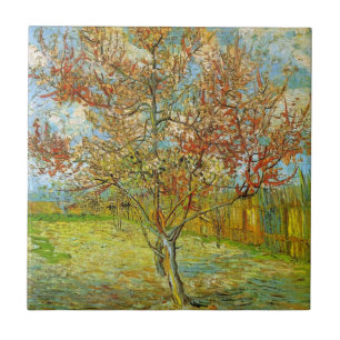 Carreau Peach Tree rose en fleurs par Vincent van Gogh