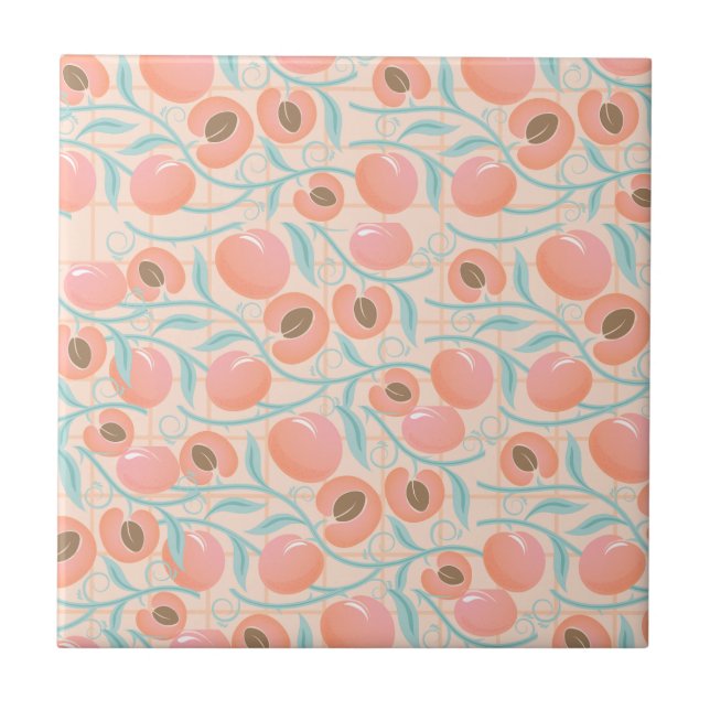 Carreau Peachs Blooms Boho Motif Peach (Devant)