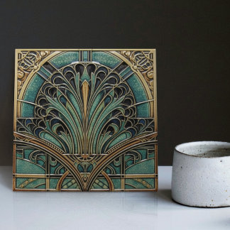 Carreau Peacock Feather Symbolisme Belle Epoque Art Déco