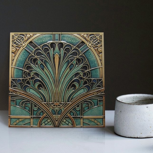 Carreau Peacock Feather Symbolisme Belle Epoque Art Déco (Créateur téléchargé)