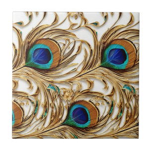 Carreau Peacock plumes moderne sans couture luxe motif mod