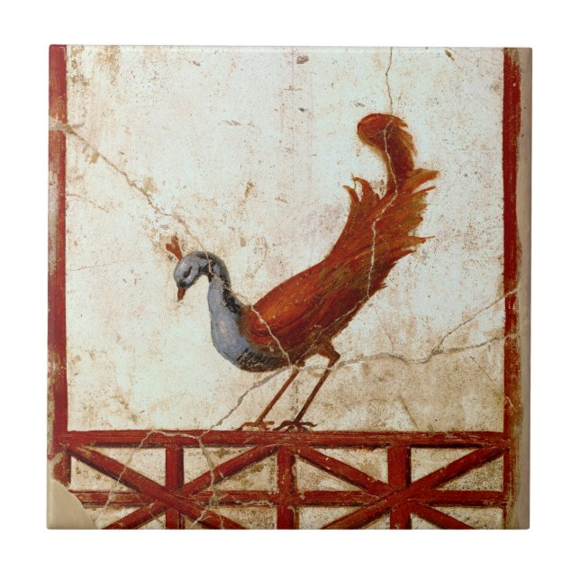 Carreau Peacock sur Fresco Ancienne peinture romaine antiq (Devant)
