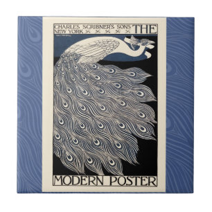 Carreau Peacock Vintage Bleu Art Nouveau