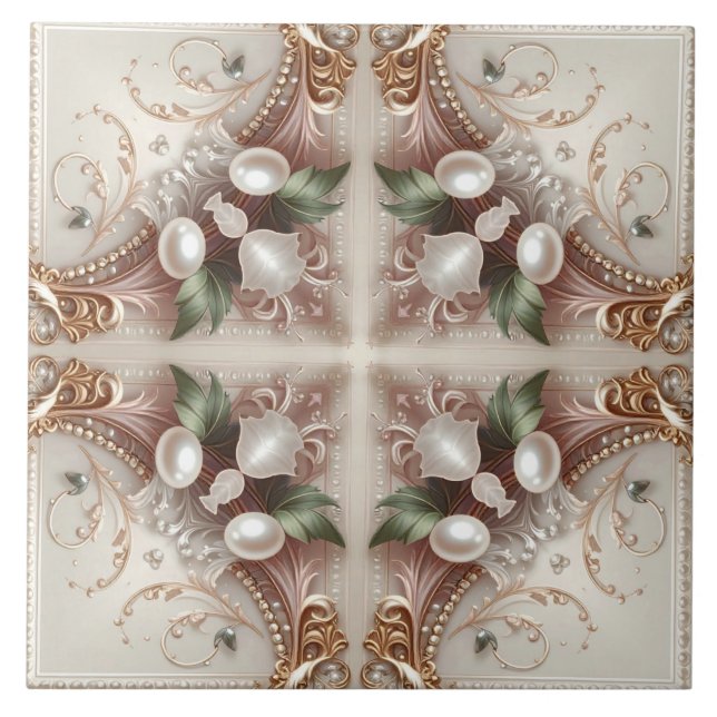 Carreau Pearl Embellishments Ceramic Tile (Devant)