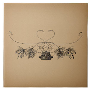 Carreau Pêche à la mouche Thème Art Vintage