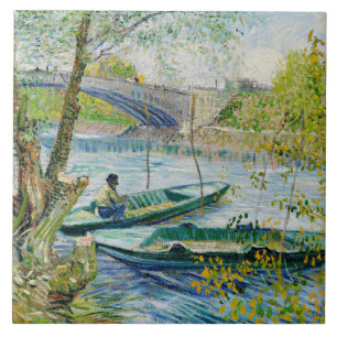 Carreau Pêche au printemps par Vincent van Gogh