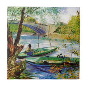 Carreau Pêche au printemps, Vincent van Gogh. Beau prix