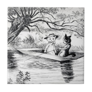 Carreau Pêche avec Lover, Louis Wain
