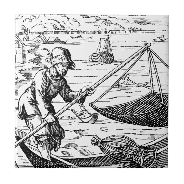 Carreau "Pêcheur Vintage-XVIe siècle" (Devant)