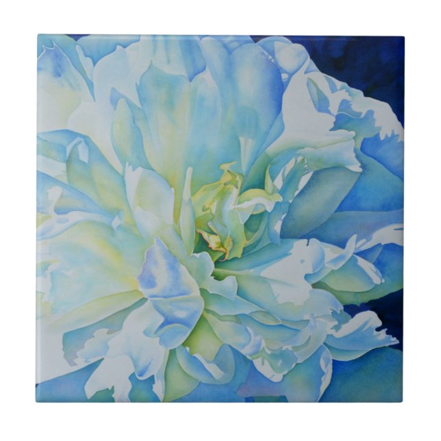 Carreau Peine d'aquarelle bleu blanc romantique (Devant)