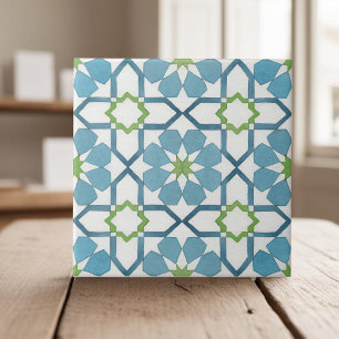 Carreau Peinture à la main bleu turquoise marocain ethnie