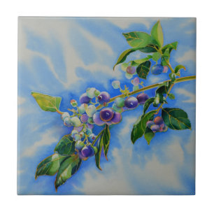 Carreau peinture à l'aquarelle de bleuet