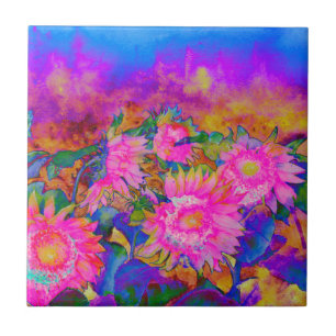 Carreau Peinture à l'aquarelle rose abstraite