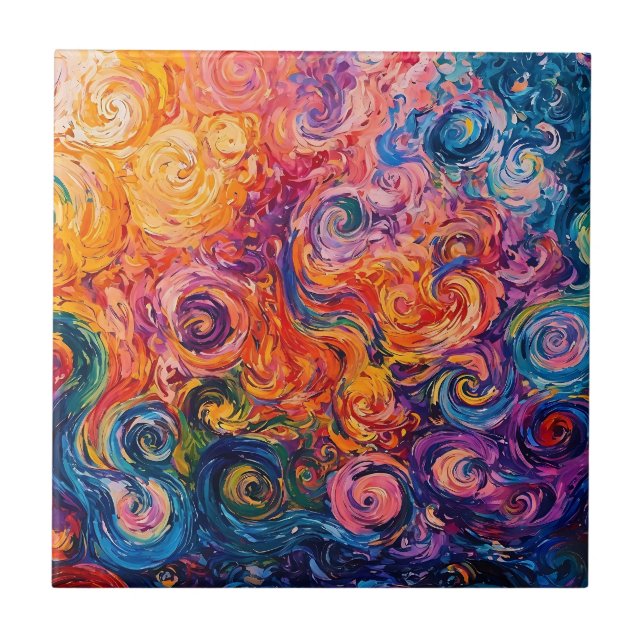 Carreau Peinture à l'huile de tourbillons psychédélique (Devant)