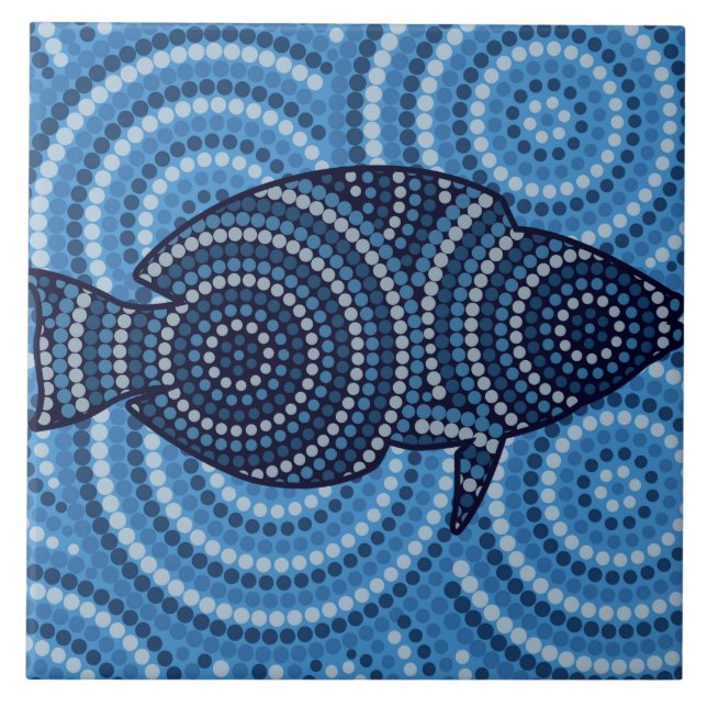 Carreau Peinture à points de poisson autochtone (Devant)