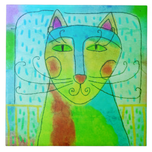 Carreau Peinture Abstraite colorée pour chat numérique
