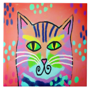 Carreau Peinture Abstraite colorée pour chat numérique