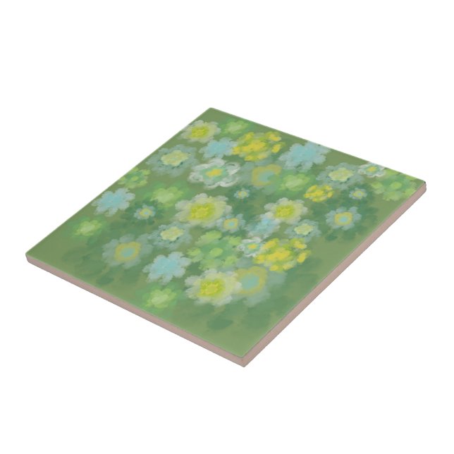 Carreau Peinture Abstraite d'aquarelle salée florale (Côté)