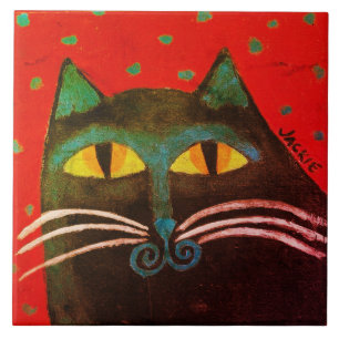 Carreau Peinture Abstraite de chats noirs
