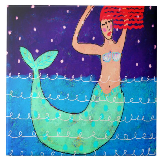 Carreau Peinture Abstraite de la sirène de minuit (Devant)