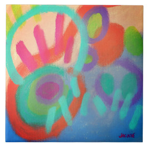 Carreau Peinture acrylique abstraite de bonheur