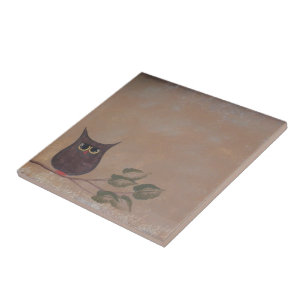 Carreau Peinture acrylique Primitive Folk Art Owl