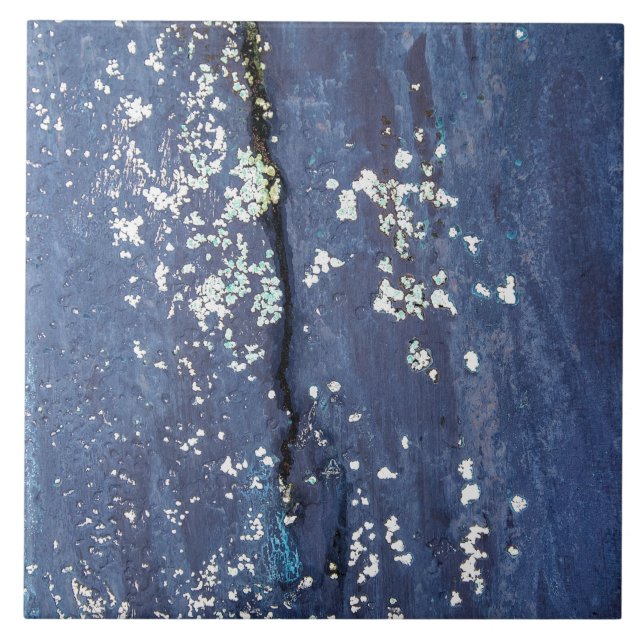 Carreau Peinture bleue patinée Abstraite (Devant)