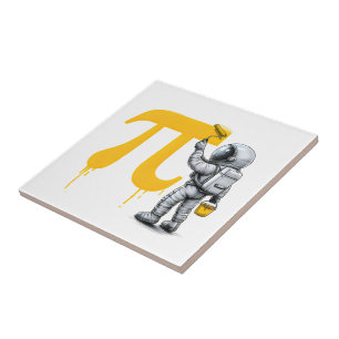 Carreau Peinture d'astronaute cool Symbole Pi Jour de Pi