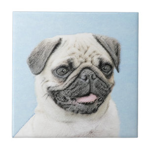 Carreau Peinture de carlin - Joli art original de chien