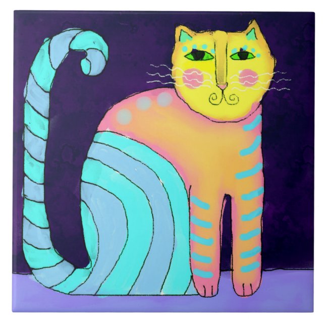 Carreau Peinture de chats Abstraits colorée (Devant)