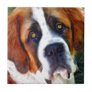Carreau Peinture de chien de St Bernard