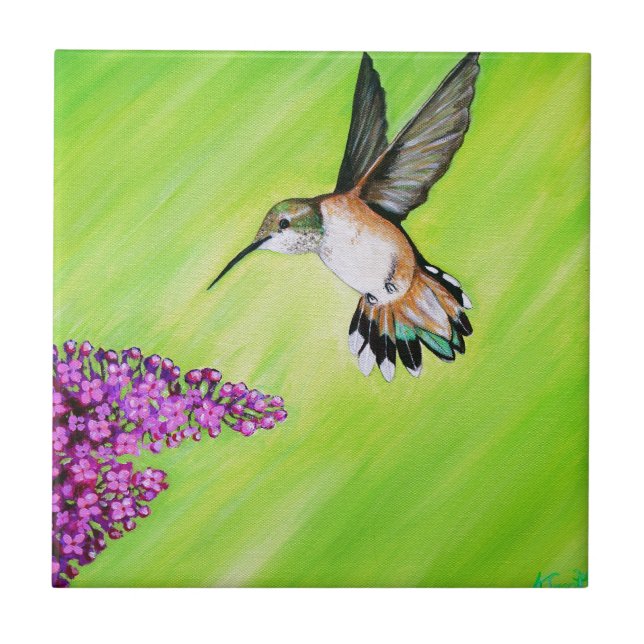 Carreau Peinture de colibri et de Lilac (Devant)