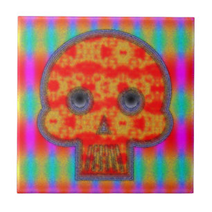 Carreau Peinture de crâne de robot coloré