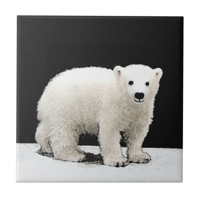 Carreau Peinture de l'ours polaire - Art original de la fa (Devant)