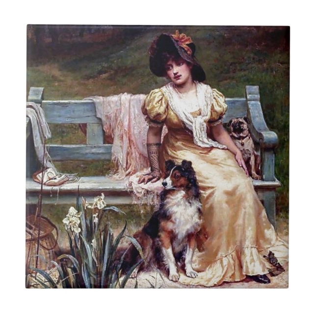 Carreau Peinture de Madame et de deux chiens (Devant)