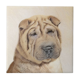 Carreau Peinture de Shar Pei - Cute Original Dog Art