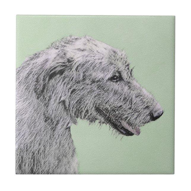 Carreau Peinture de Wolfhound irlandais - Joli art origina (Devant)