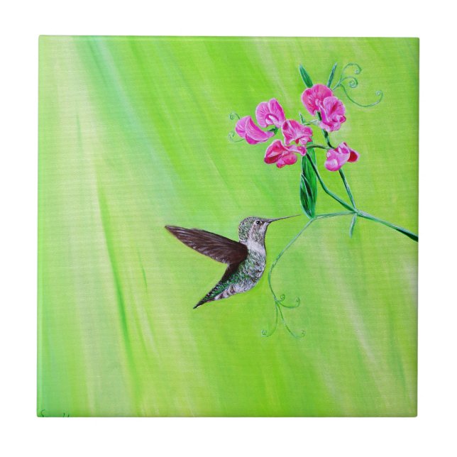 Carreau Peinture des colibris et des petits pois (Devant)