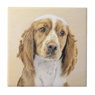 Carreau Peinture d'espagnol Welsh Springer - Art original 